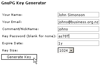 Generating a public and private key
